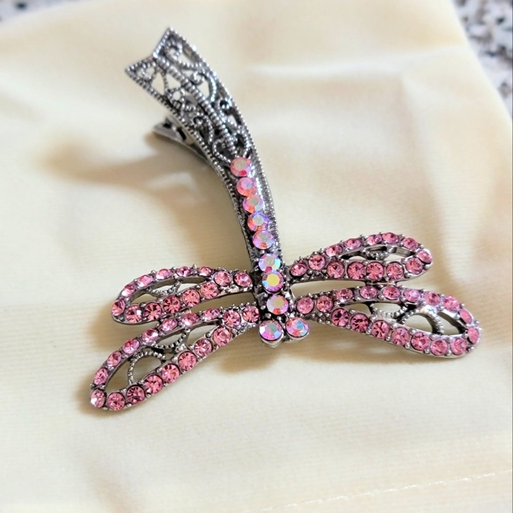Rhinestone Dragonfly Brooch / Hair Clip - Picture 7 of 8